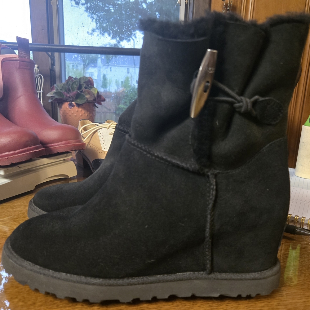 UGG Black Winter Boots with Suede Exterior